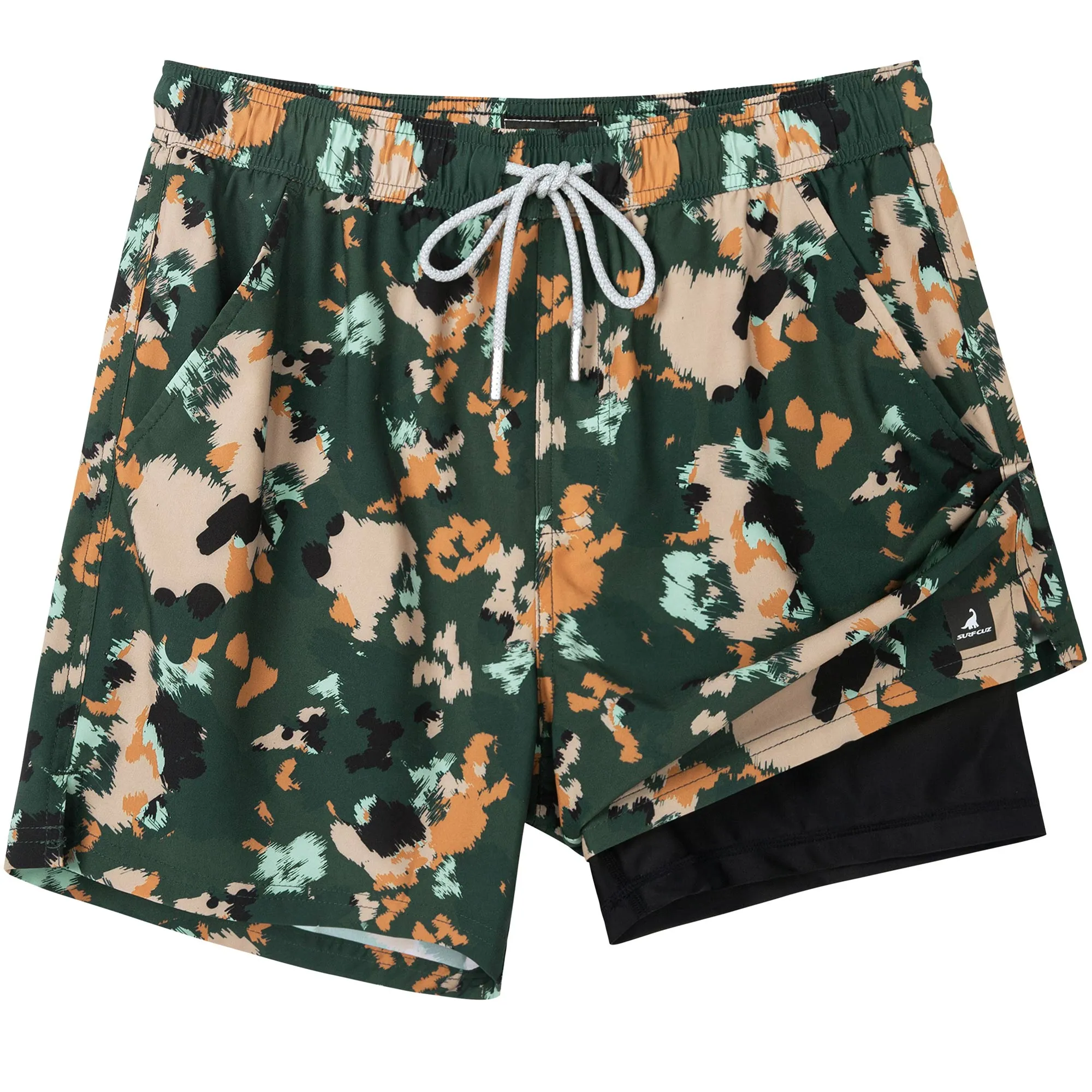 2 in 1 Stretch Gym Shorts Army