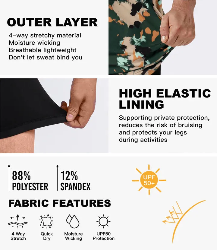 2 in 1 Stretch Gym Shorts Army