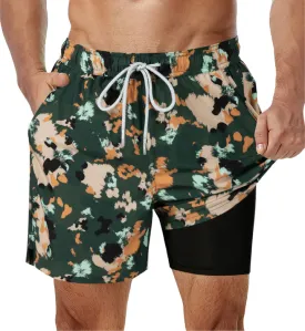 2 in 1 Stretch Gym Shorts Army
