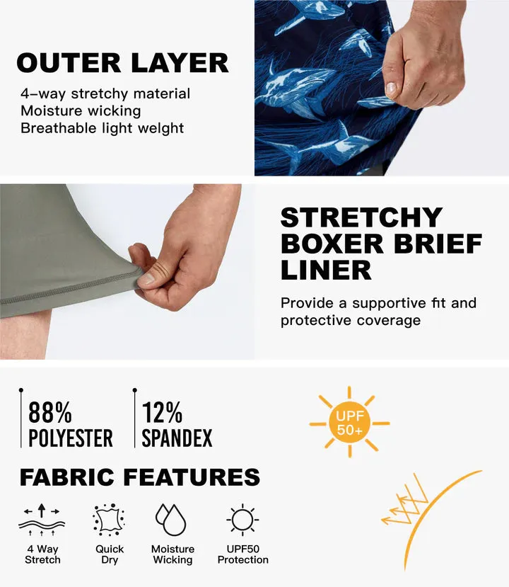 2 in 1 Stretch Gym Shorts Shark