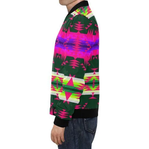 Between the Mountains Deep Lake Sunset Bomber Jacket for Men