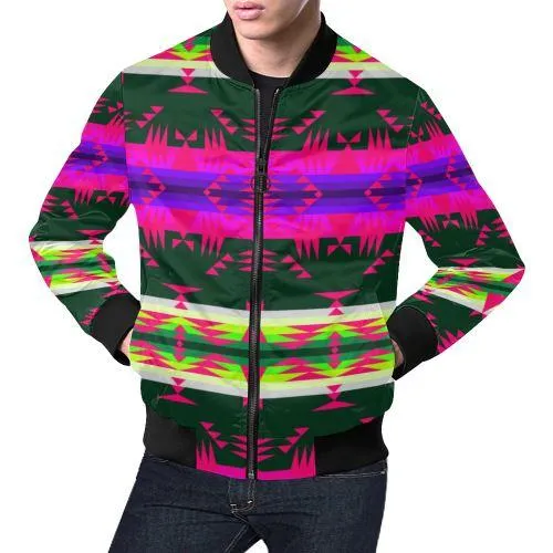 Between the Mountains Deep Lake Sunset Bomber Jacket for Men