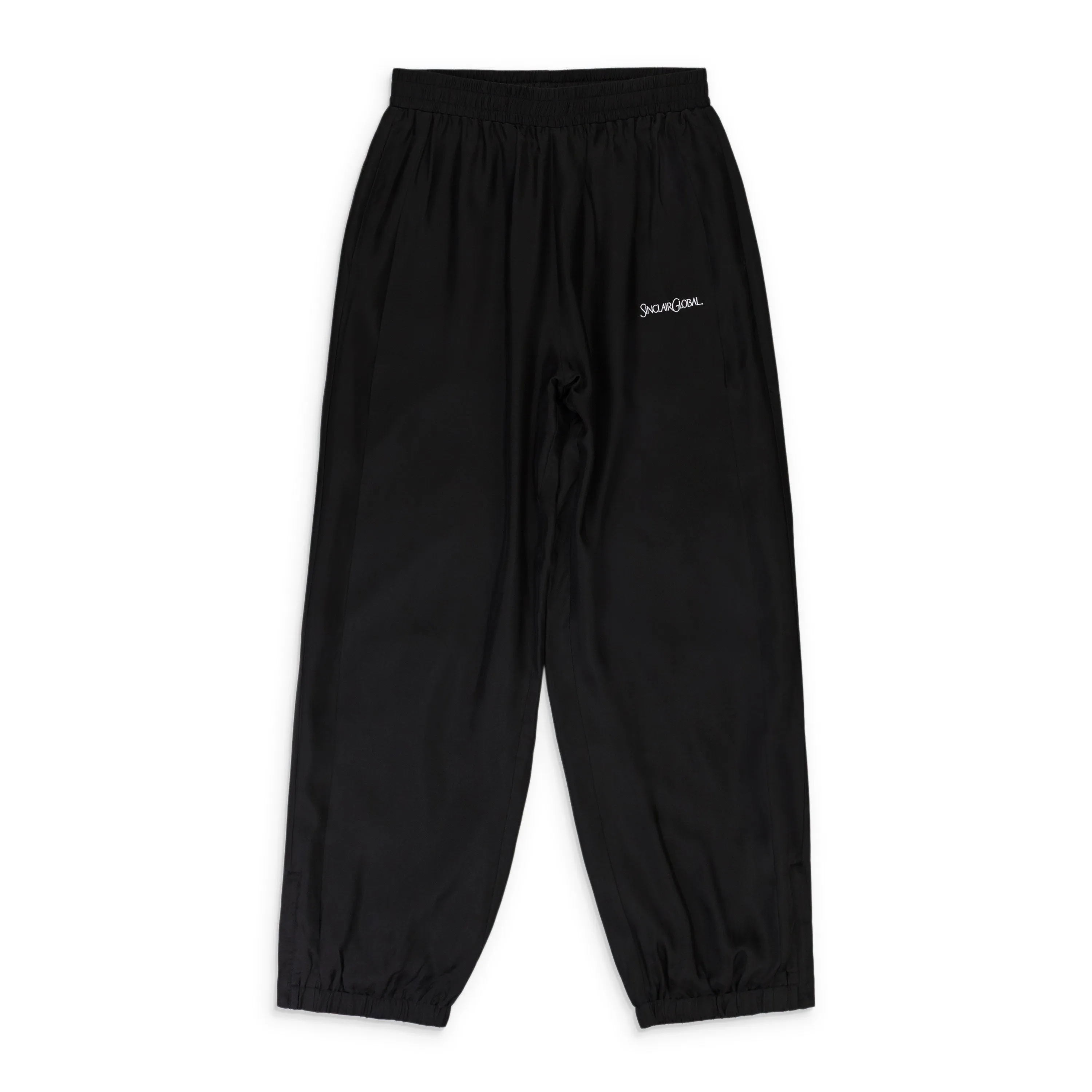 BLACK SILK TRACK PANTS