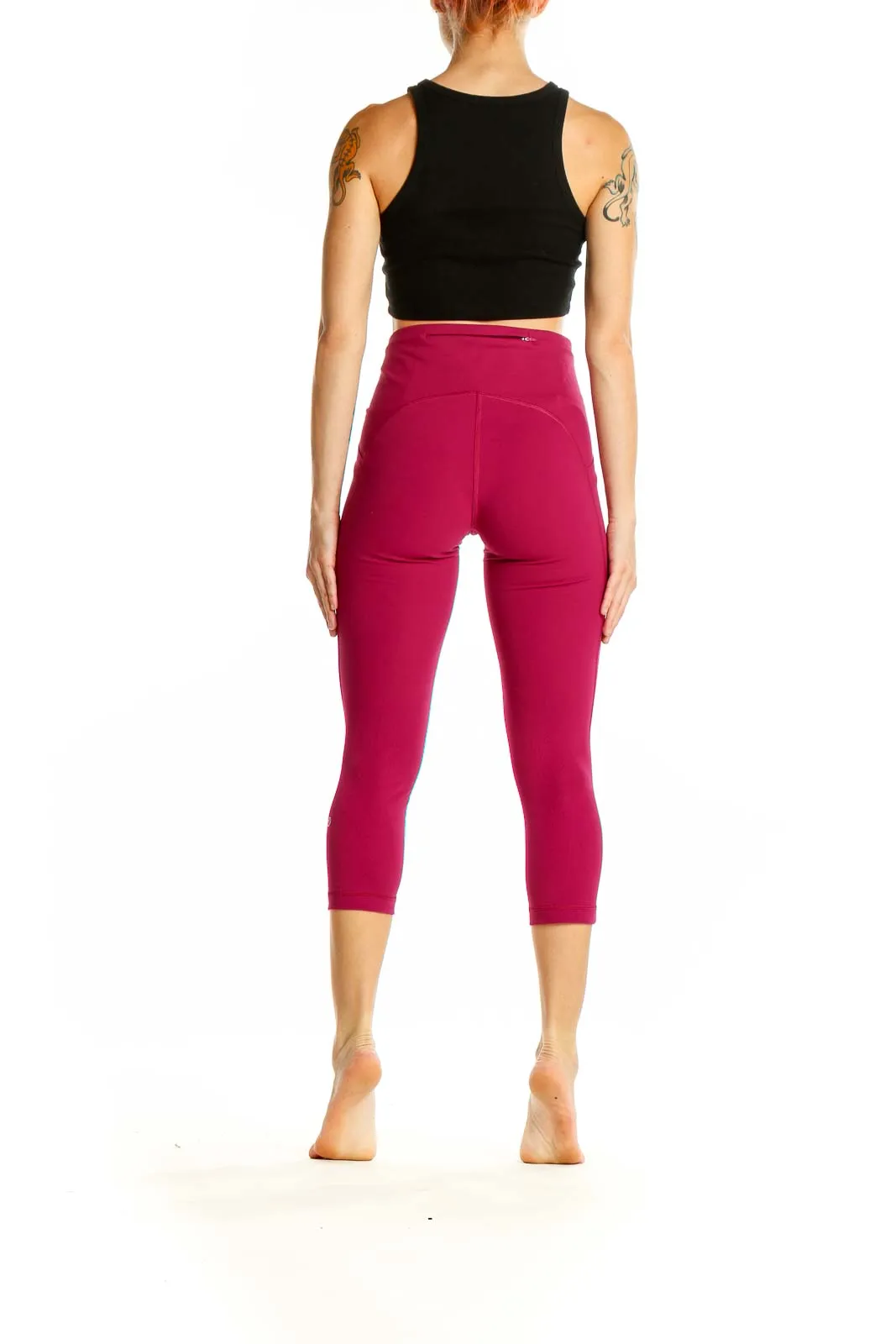 Burgundy High-Waisted Capri Leggings