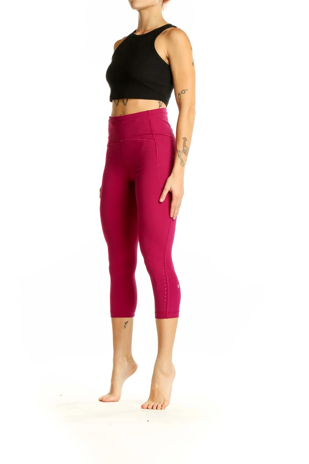 Burgundy High-Waisted Capri Leggings