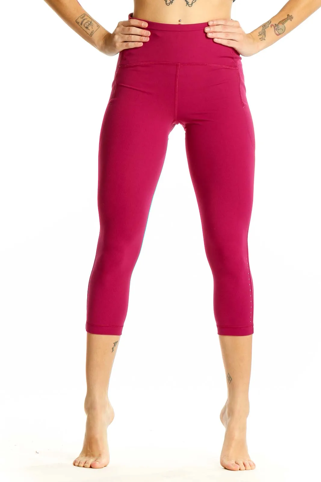 Burgundy High-Waisted Capri Leggings