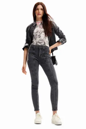 Desigual Metallic Pushup Skinny Jeans Nero