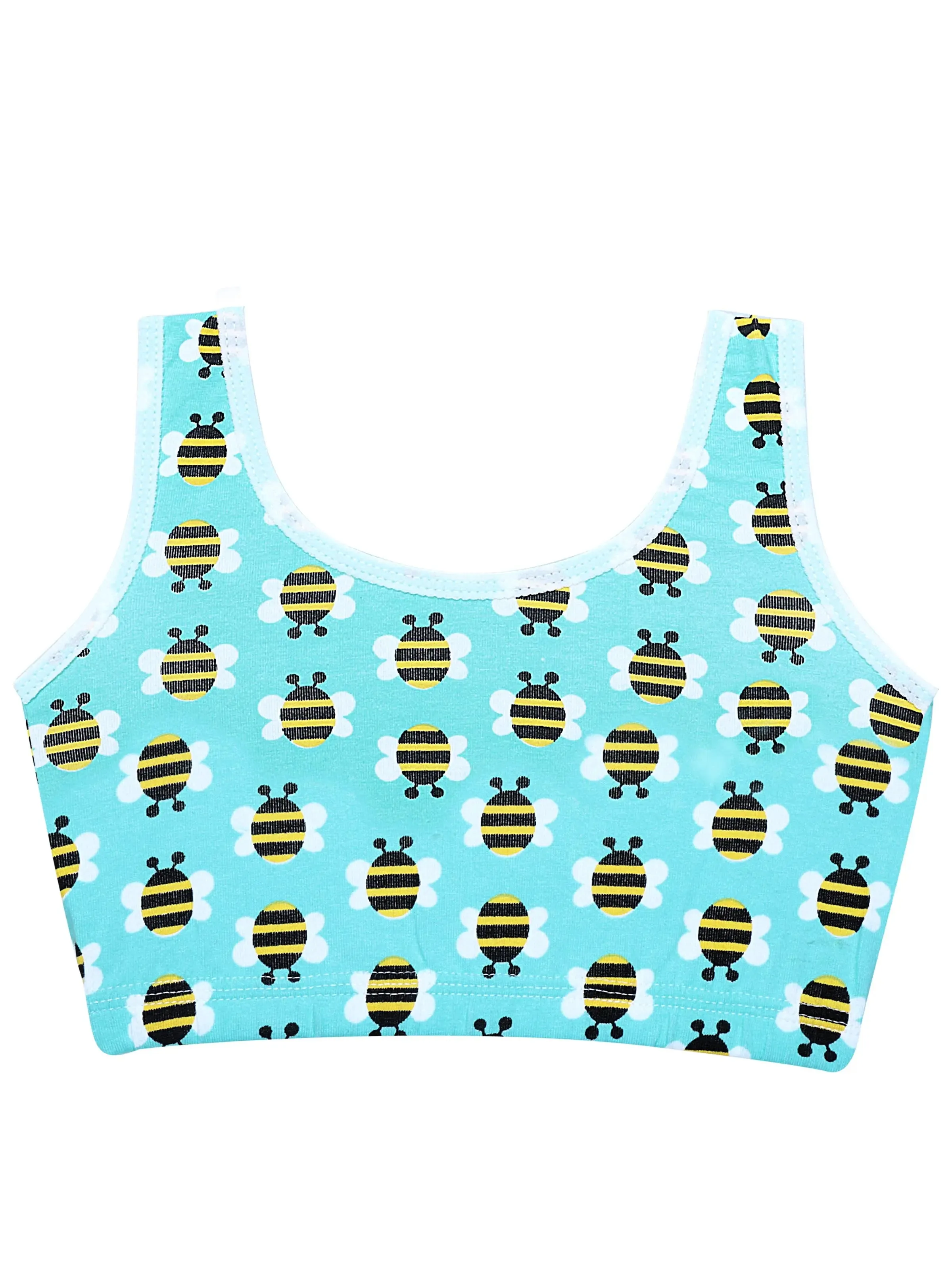 Double-Layer Broad Strap Cotton Fitness Bra | Non-Padded Beginner Bra | Printed Bra
