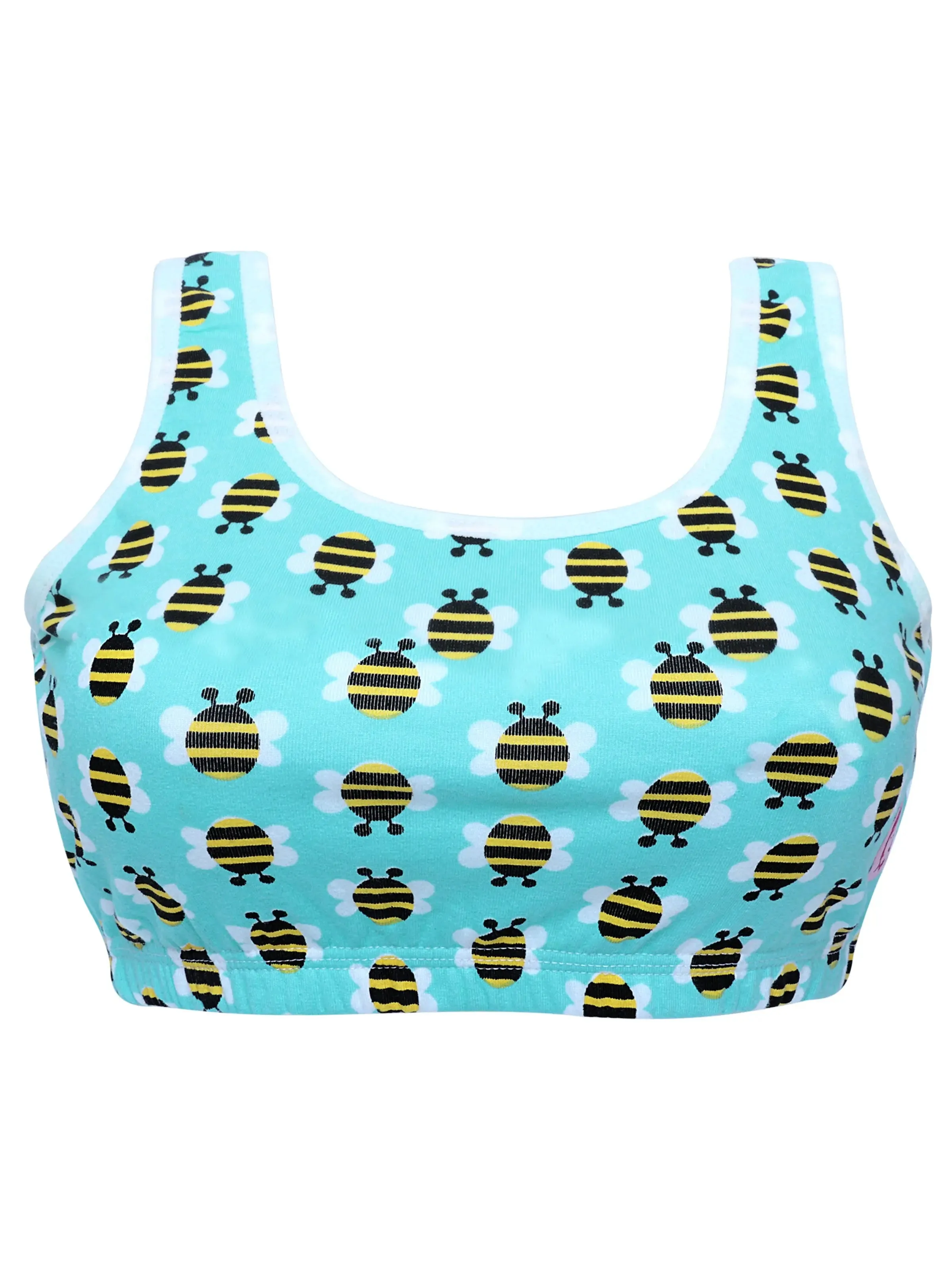 Double-Layer Broad Strap Cotton Fitness Bra | Non-Padded Beginner Bra | Printed Bra