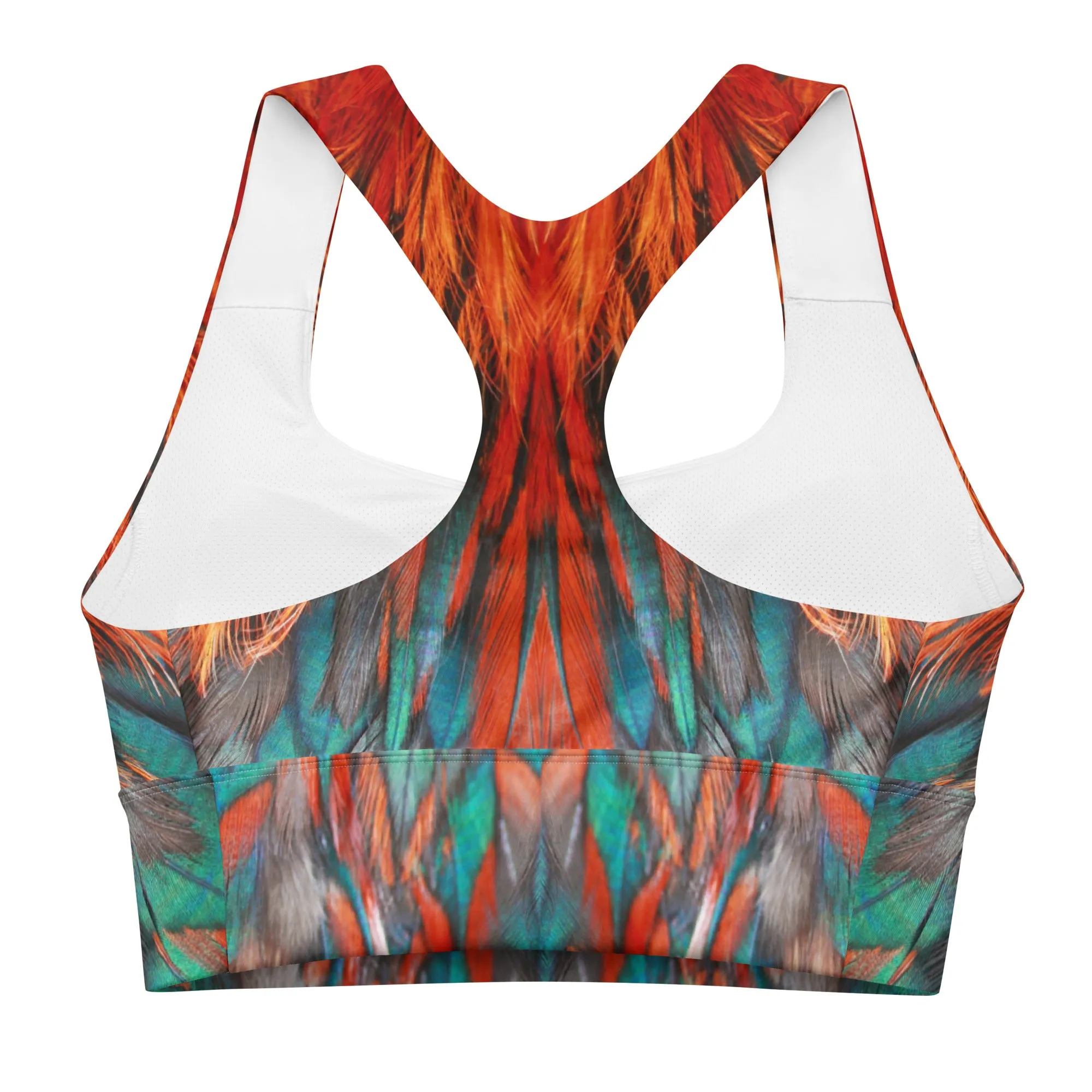 Flame Feathers Longline Sports Bra, lioness-love