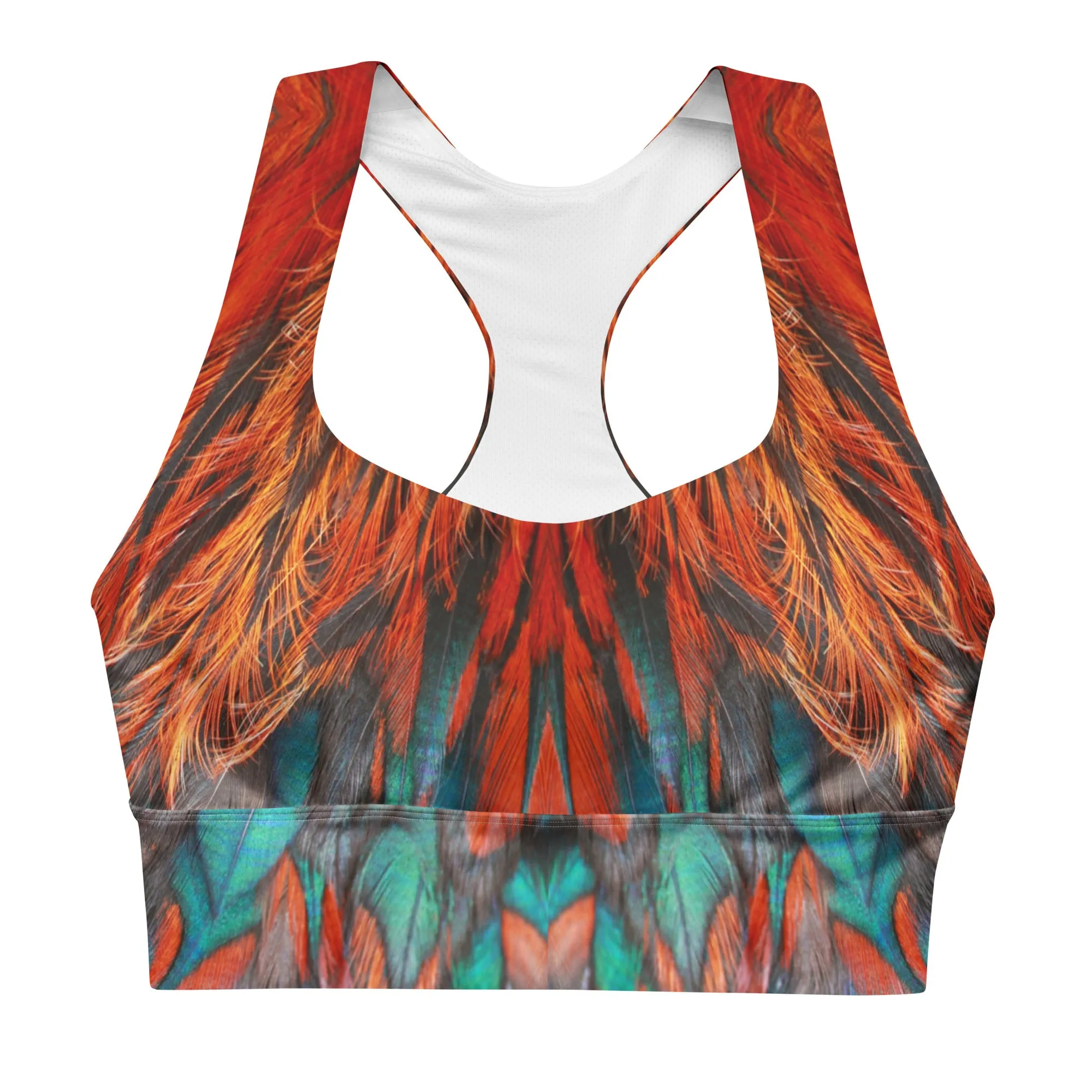 Flame Feathers Longline Sports Bra, lioness-love