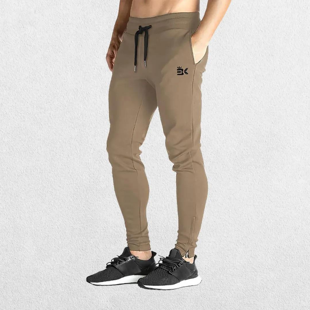 GPW Men’s Slim Fit Zip Athletic Pants - Gym Workout Track Pants with Pockets