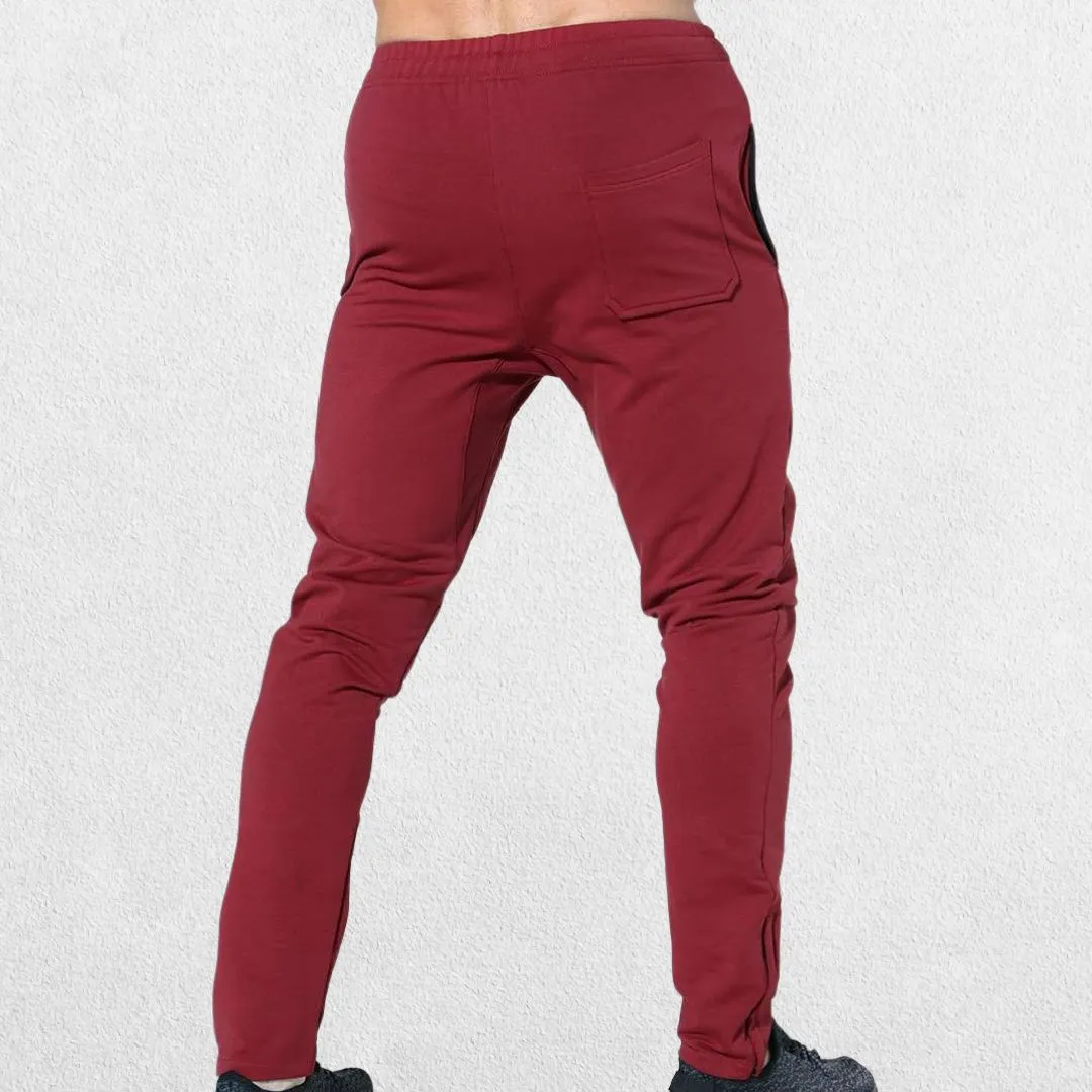 GPW Men’s Slim Fit Zip Athletic Pants - Gym Workout Track Pants with Pockets