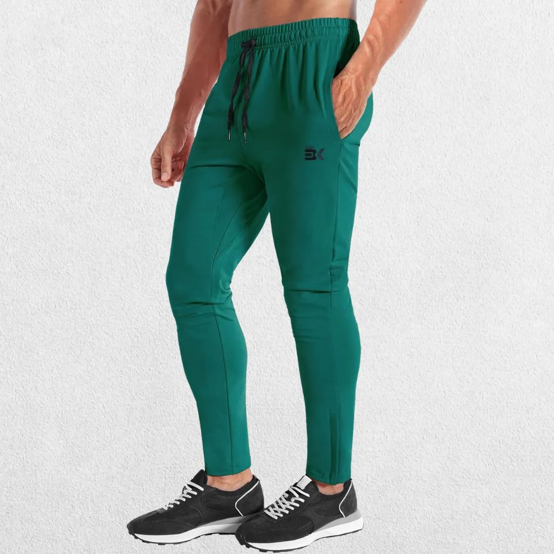 GPW Men’s Slim Fit Zip Athletic Pants - Gym Workout Track Pants with Pockets