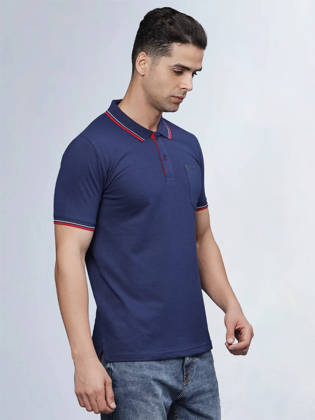 HALF SLEEVE POLO COLLAR T-SHIRT WITH CHEST POCKET