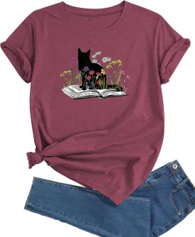 J&DHUASHA Women's T-Shirt Short Sleeve Crewneck Graphic Tees Printed Casual Summer Tops
