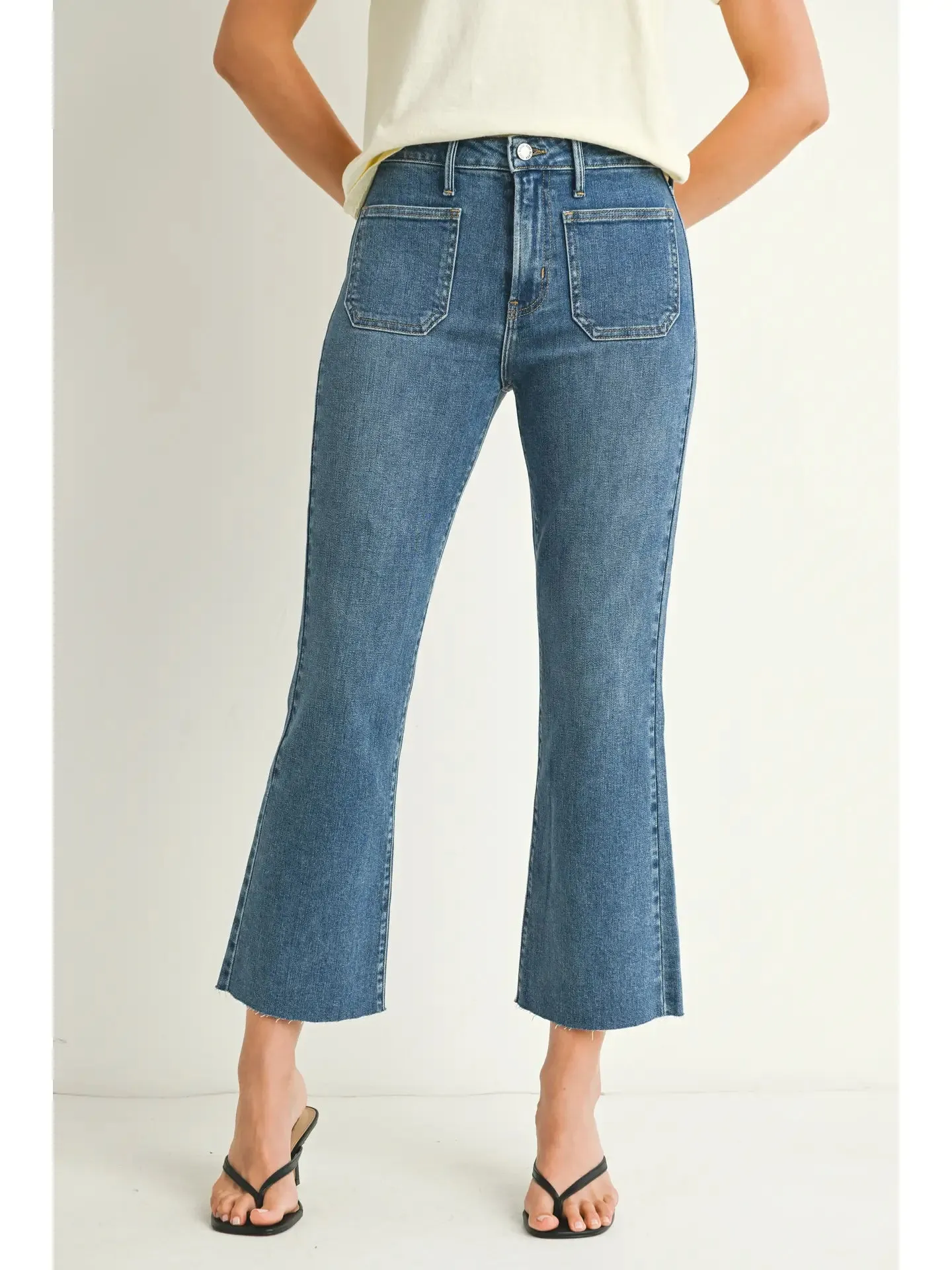 Just Black Denim Patch Pocket Cropped Flare