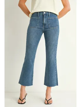 Just Black Denim Patch Pocket Cropped Flare