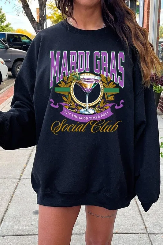 Mardi Gras Cocktail Graphic Plus Sweatshirt