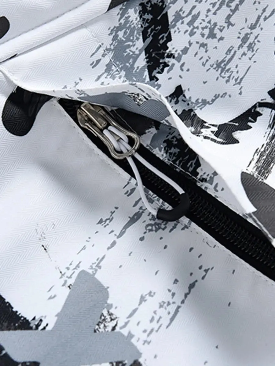 Men Graffiti Print Ski Jacket 2025 Winter Insulated Snow Coat