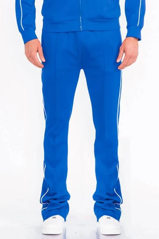 Mens Red Side Pipe Stacked Flare Pants