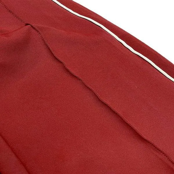 Mens Red Side Pipe Stacked Flare Pants