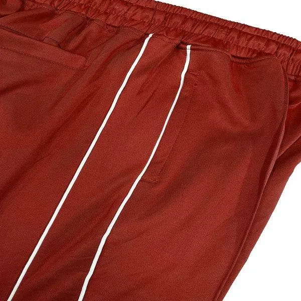 Mens Red Side Pipe Stacked Flare Pants