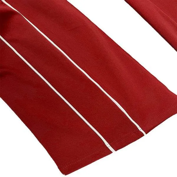 Mens Red Side Pipe Stacked Flare Pants