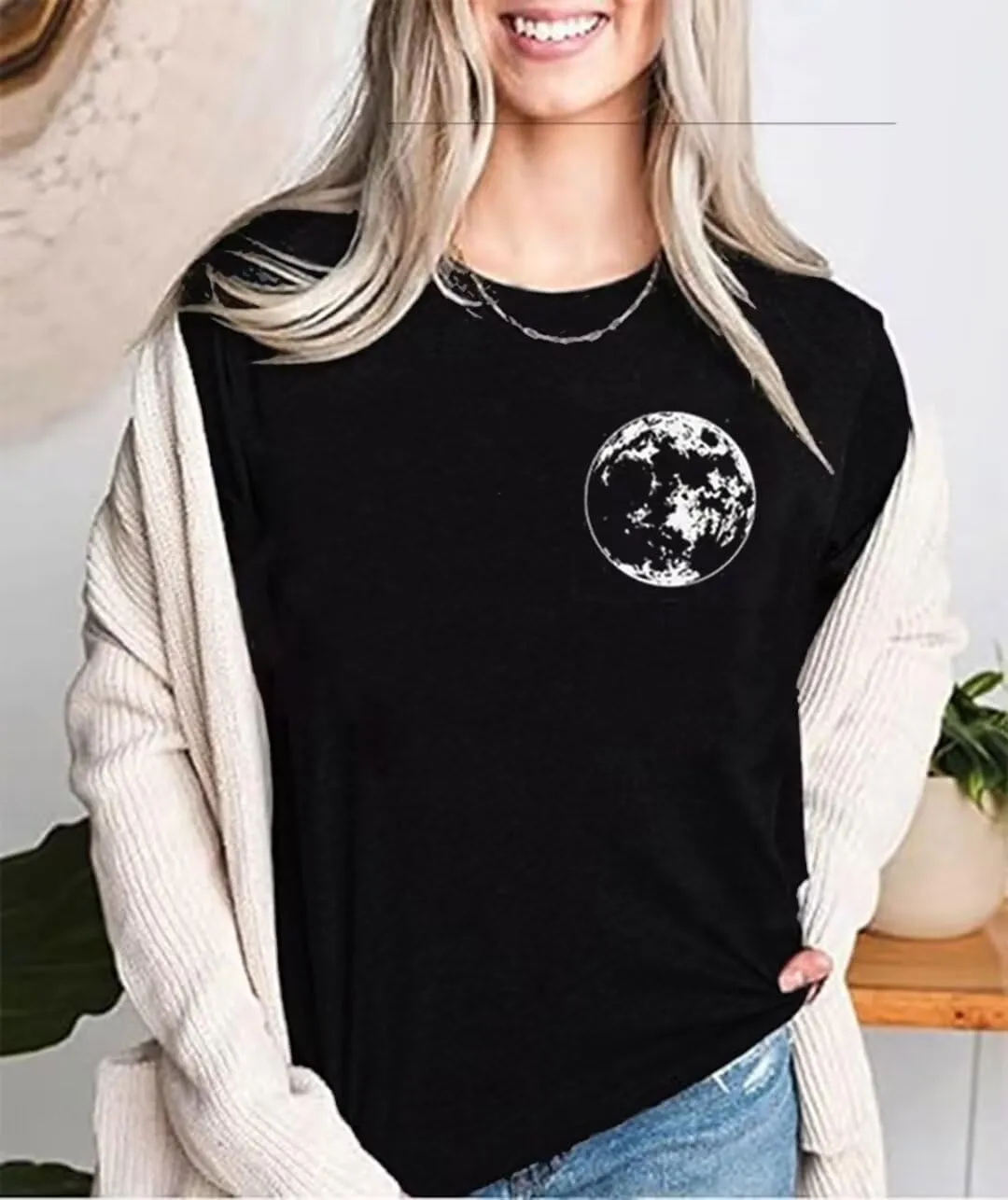 Moon and Sun Shirts for Women Vintage Graphic Tshirt Mountain Hiking Short Sleeve Tees Vacation Funny Shirt