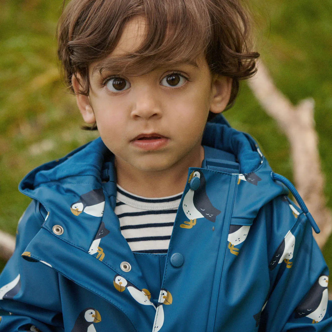 Nature Baby Raincoat - Puffin Teal Print
