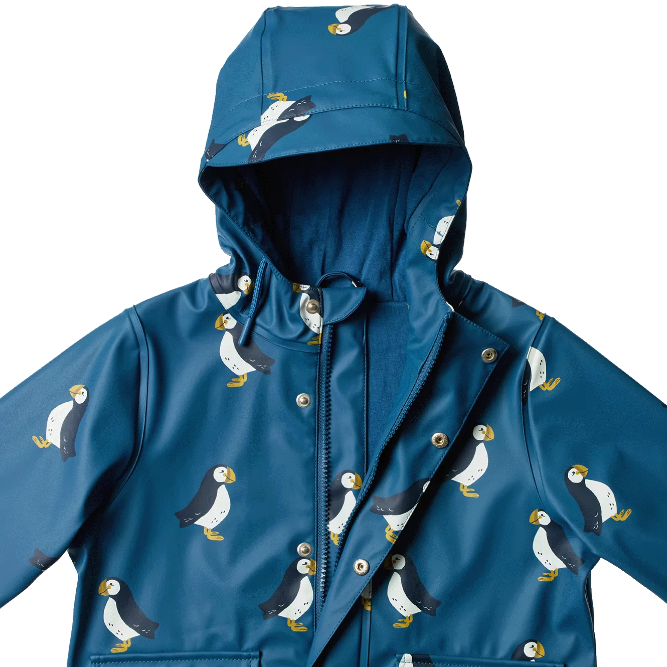 Nature Baby Raincoat - Puffin Teal Print