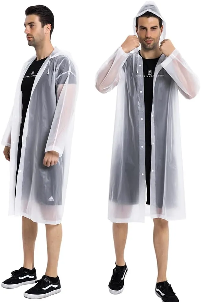 Rain Coats (2 Pack) - Reusable EVA Rain Ponchos for Adults Rain Jackets Raincoats for Men Women