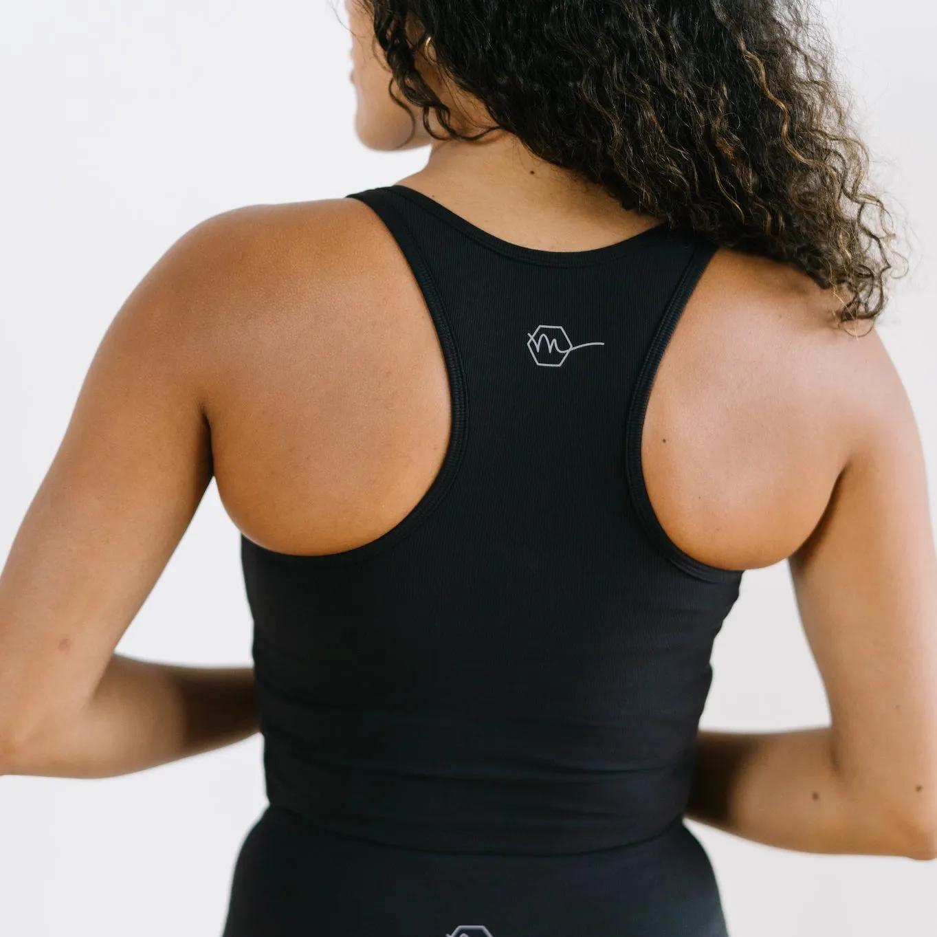 Ribbed Crop Tank Sports Bra - Black