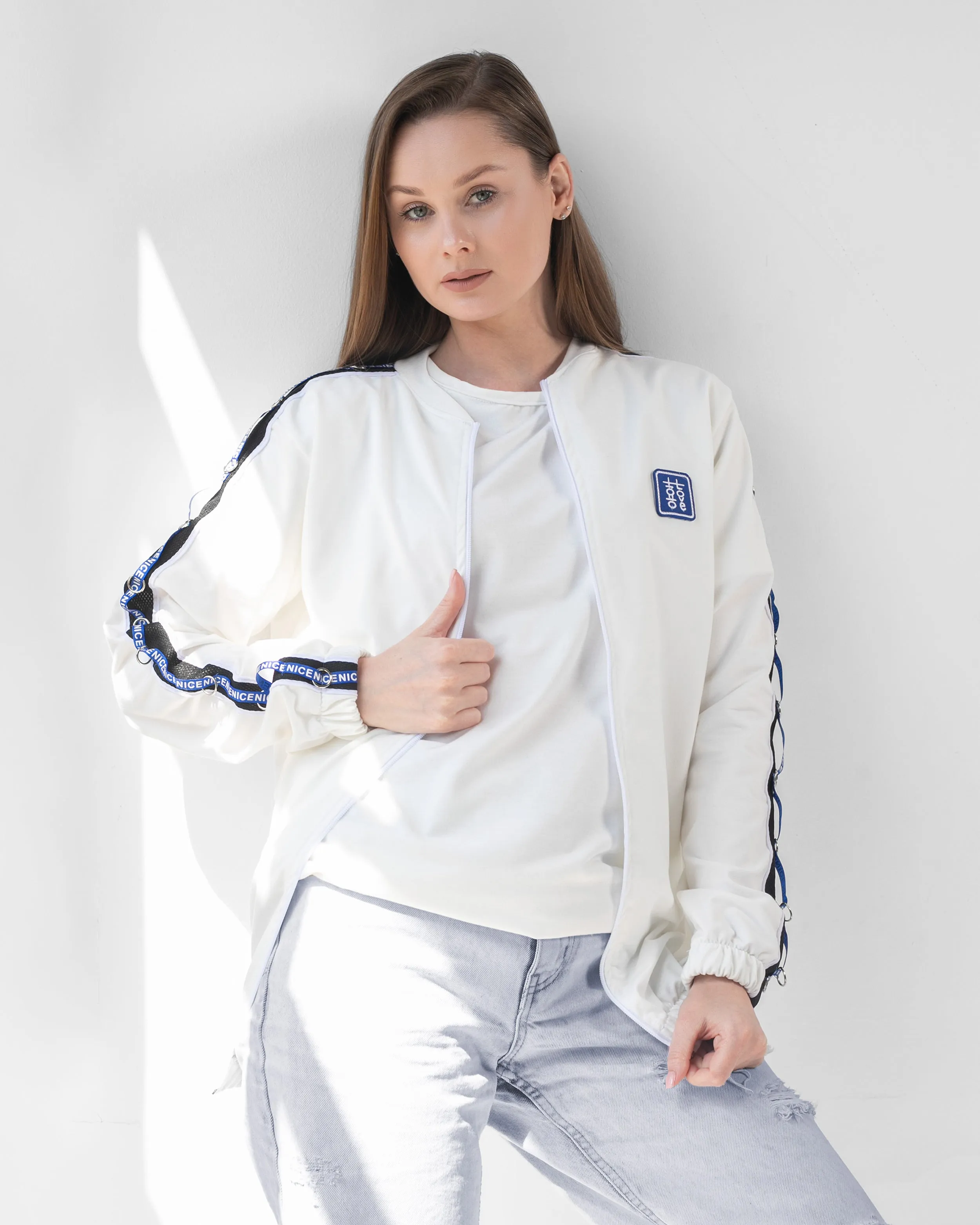 Tape Striped Bomber Jacket