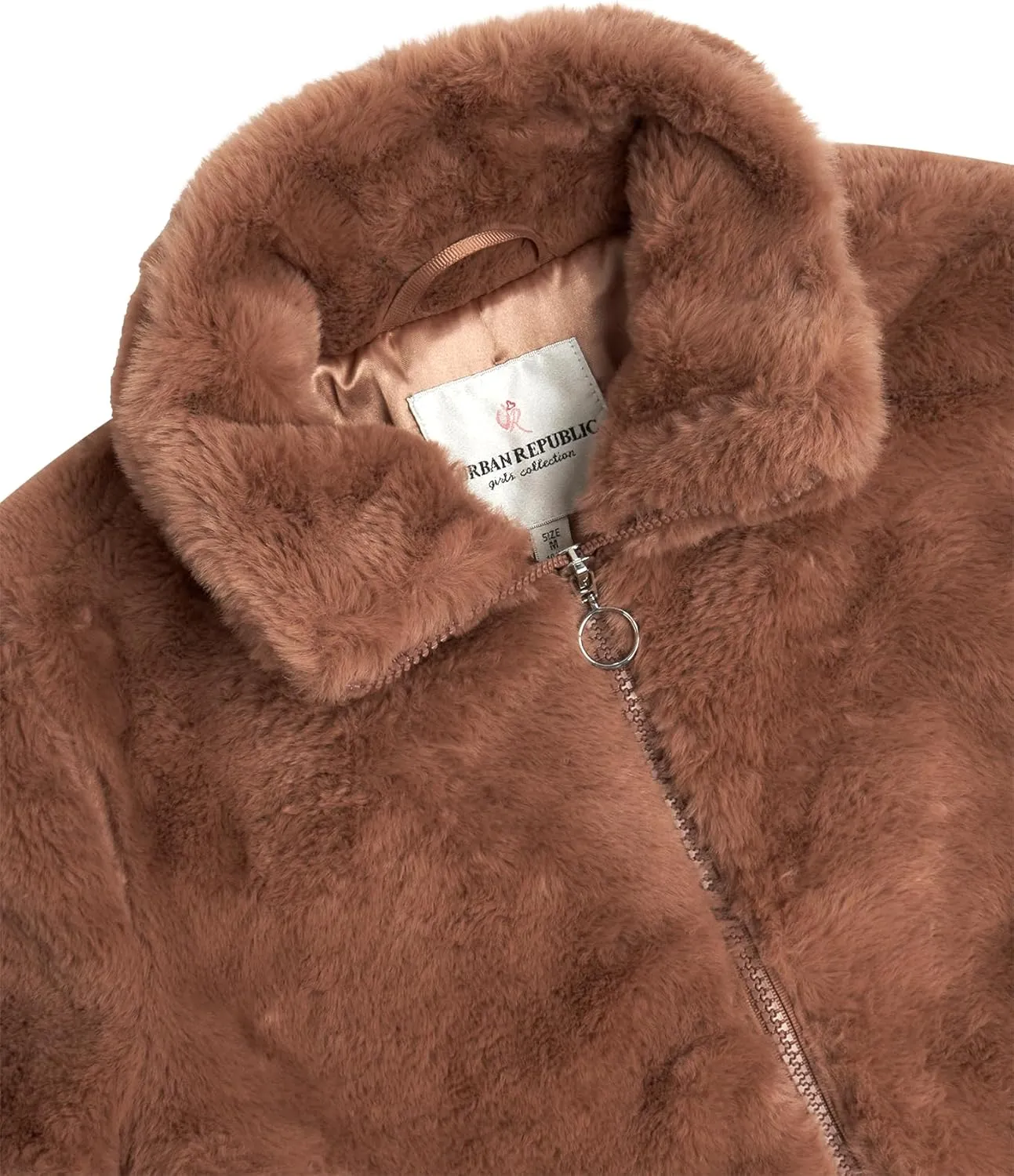 URBAN REPUBLIC Girls' Winter Coat - Zip Up Warm Plush Faux Fur Teddy Dress Coat and Bomber Jacket for Girls (Sizes: 4-16)