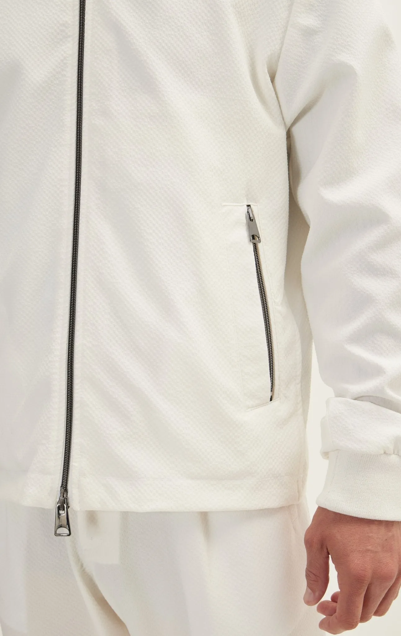 Waffle Stretch Beach Day Bomber Jacket - Off White