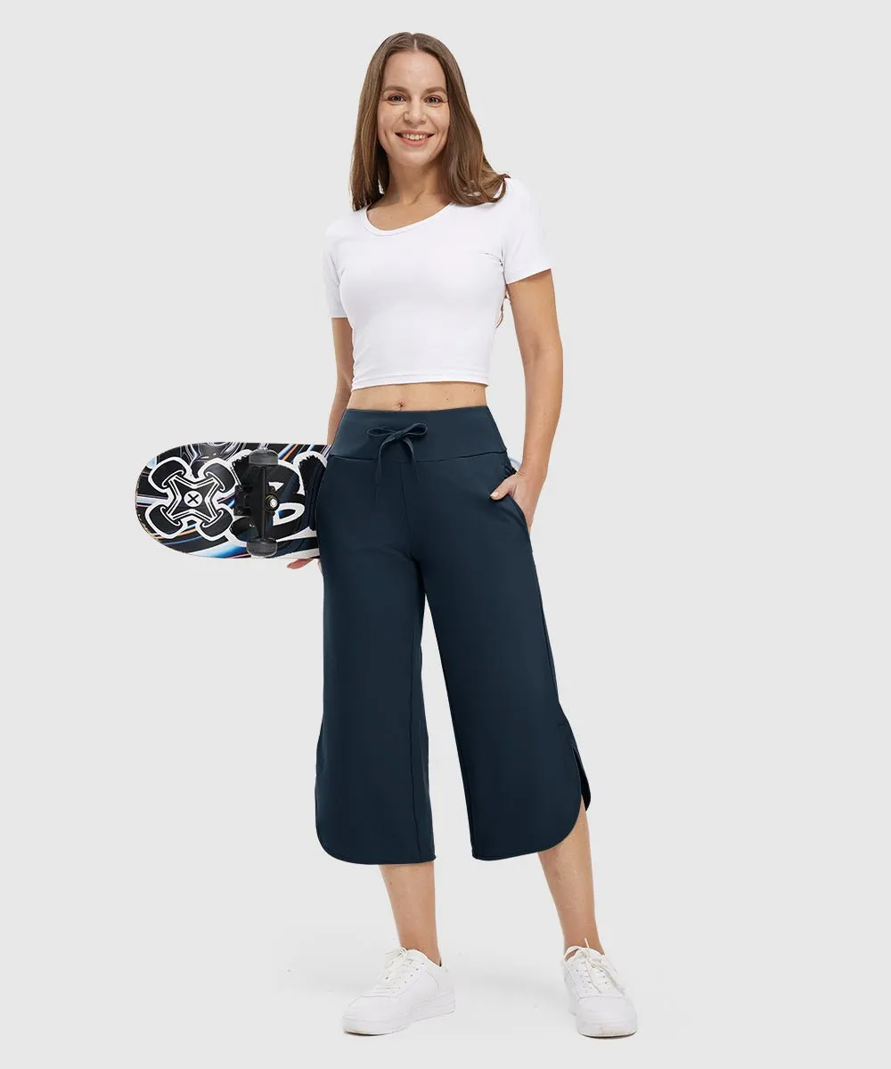 Women's Micro-Elastic Wide-Leg Cropped Pants