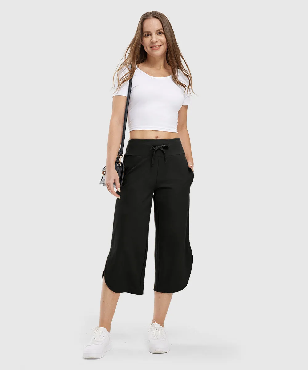 Women's Micro-Elastic Wide-Leg Cropped Pants