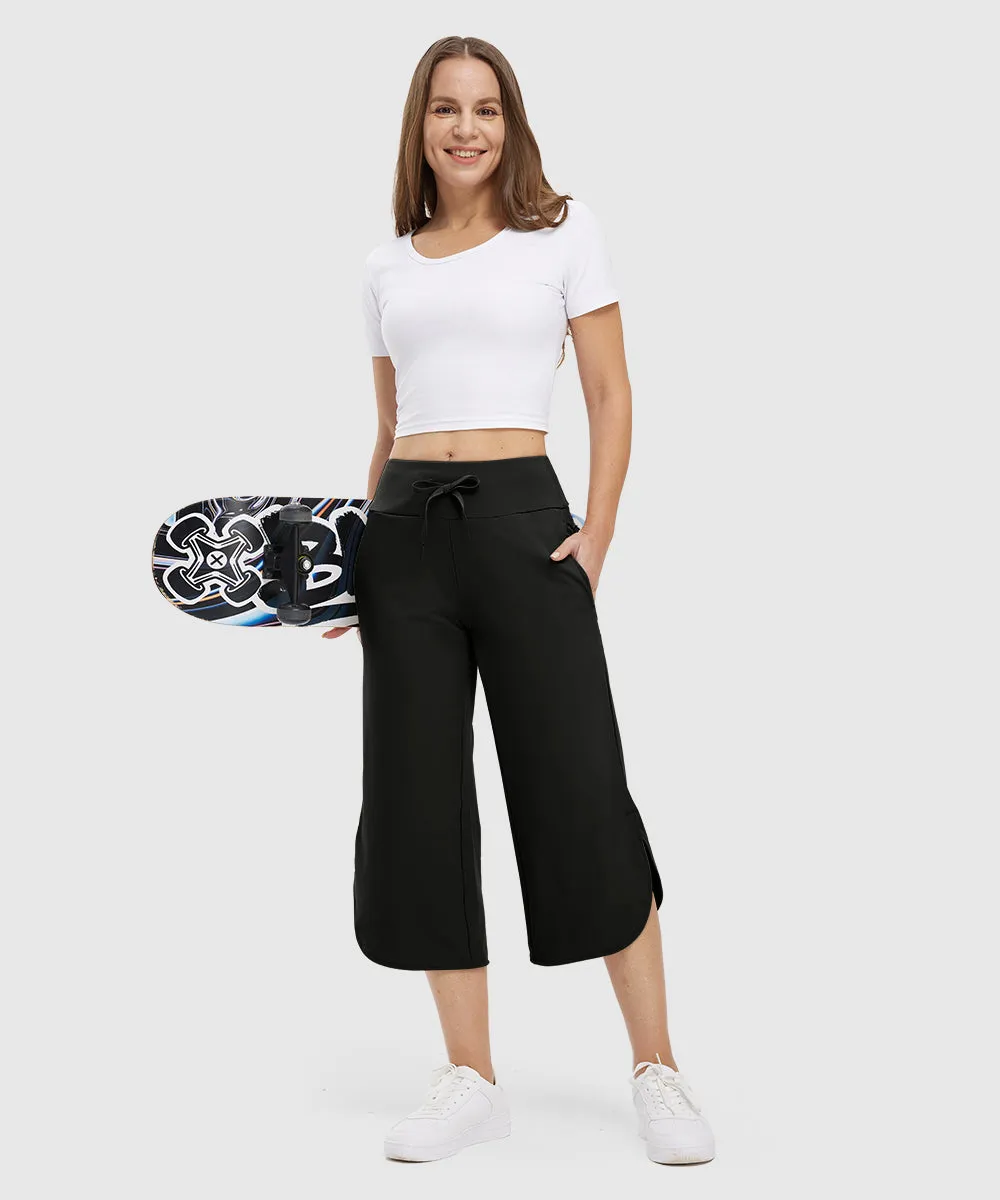 Women's Micro-Elastic Wide-Leg Cropped Pants