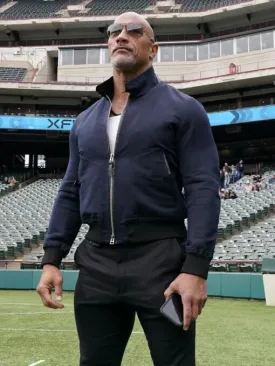 XFL 2023 Dwayne Johnson The Rock Blue Bomber Jacket